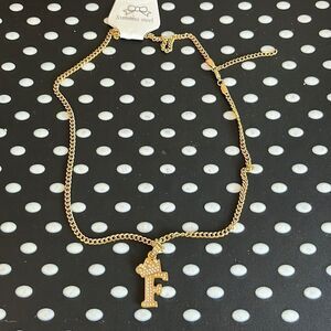 Bling Necklace Letter F Crown